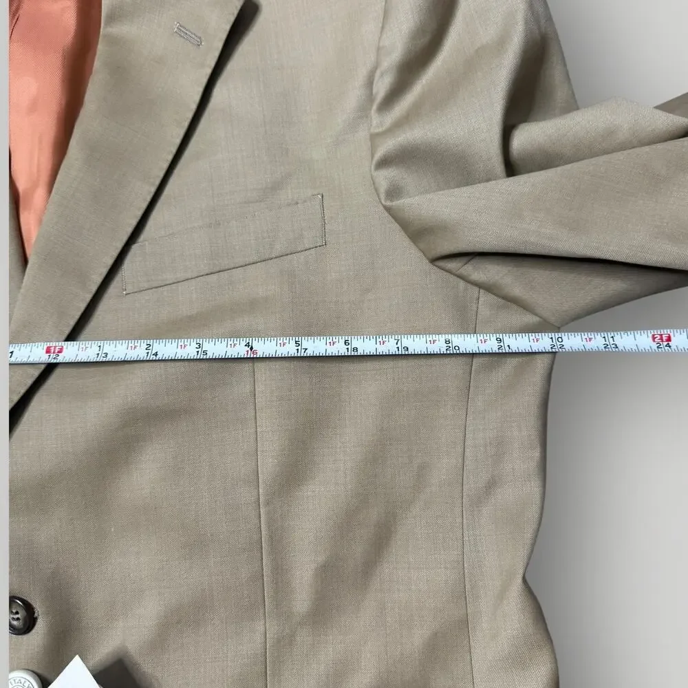 Super 120's Beltrami Italy Men’s Wool Suit Lite Beige - Made in Italy - Picture 10 of 16